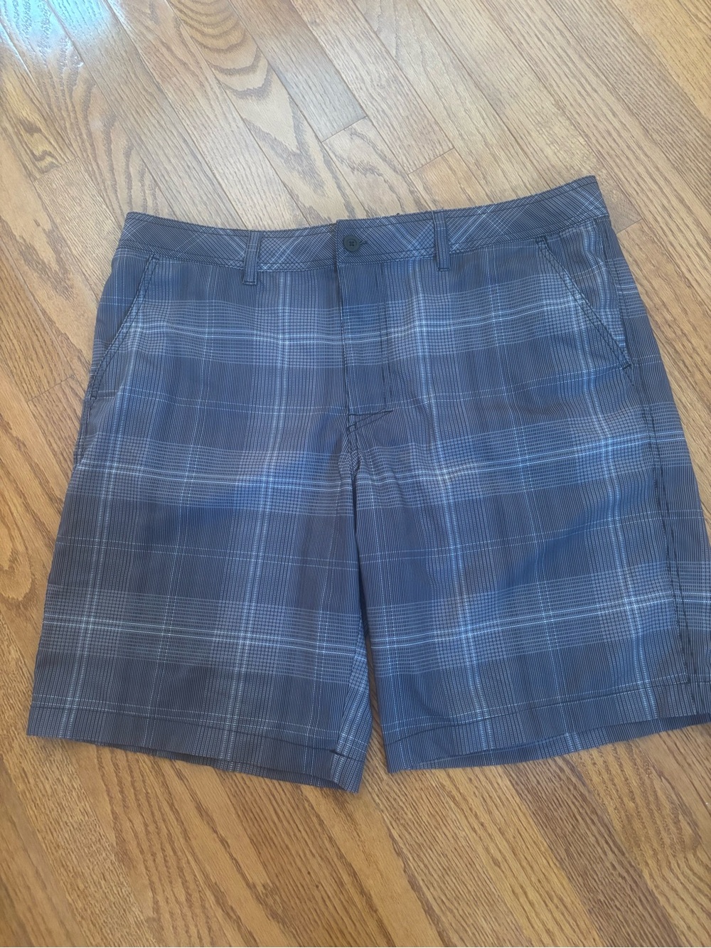 Mossimo Supply Co. Navy Plaid Flat-Front Men's Swim Shorts